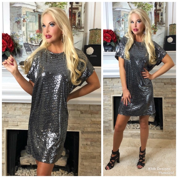 ❤️LAST 1! Fabulous Black/Silver Metallic Dress! - Picture 5 of 8